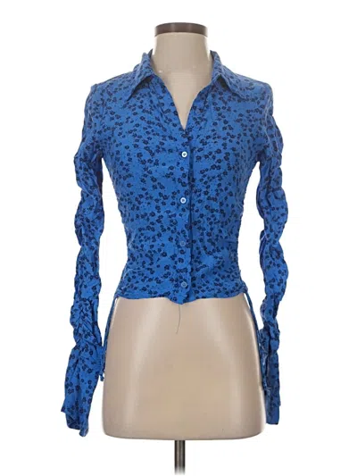 Pre-owned Zara Long Sleeve Blouse In Blue