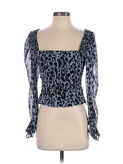 Pre-owned Zara Long Sleeve Blouse In Blue