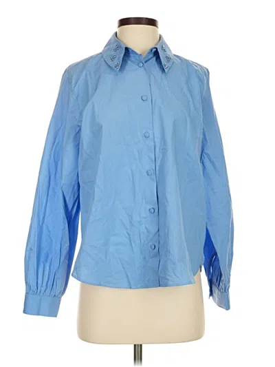 Pre-owned Zara Long Sleeve Blouse In Blue