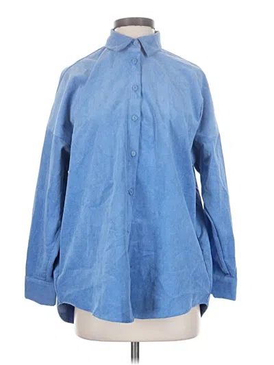 Pre-owned Zara Long Sleeve Blouse In Blue