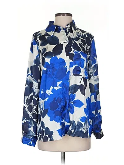 Pre-owned Zara Long Sleeve Blouse In Blue
