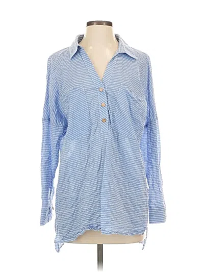 Pre-owned Zara Long Sleeve Blouse In Blue