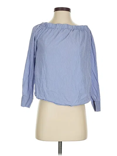 Pre-owned Zara Long Sleeve Blouse In Blue