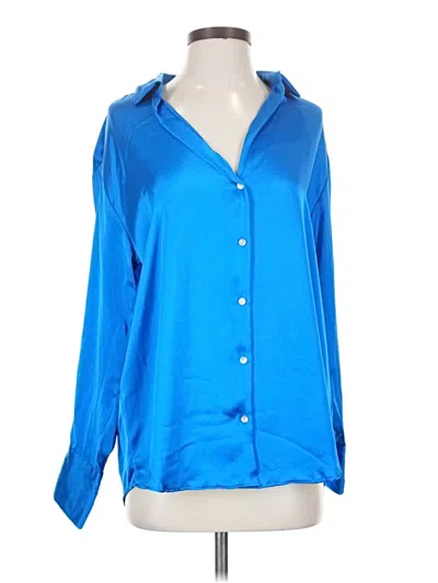 Pre-owned Zara Long Sleeve Blouse In Blue