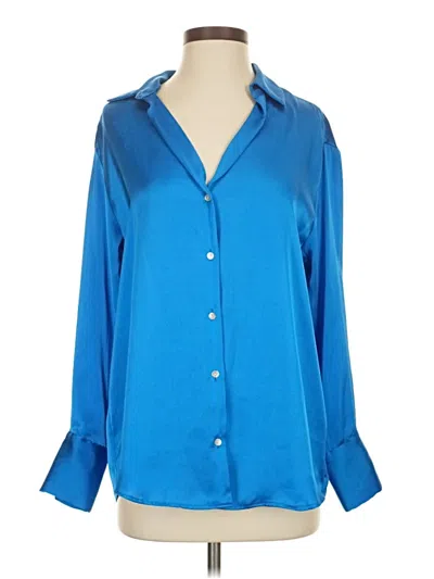 Pre-owned Zara Long Sleeve Blouse In Blue