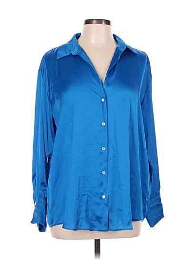 Pre-owned Zara Long Sleeve Blouse In Blue
