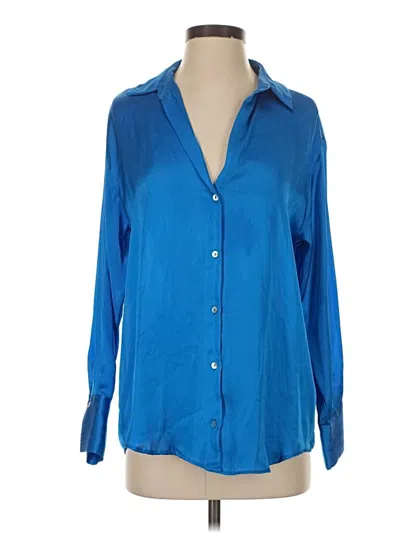 Pre-owned Zara Long Sleeve Blouse In Blue