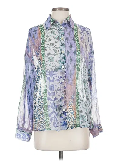 Pre-owned Zara Long Sleeve Blouse In Blue