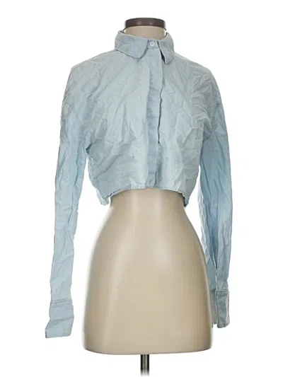Pre-owned Zara Long Sleeve Blouse In Blue