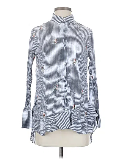 Pre-owned Zara Long Sleeve Blouse In Blue