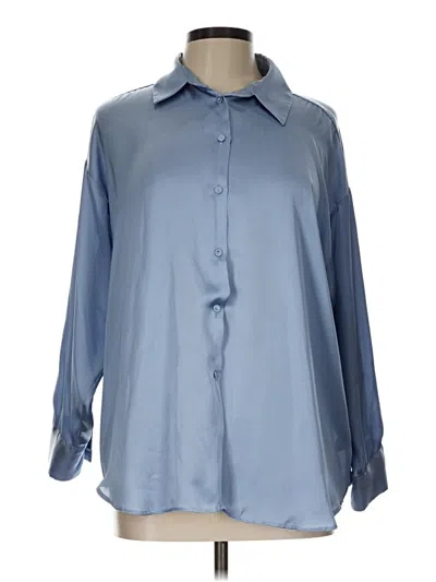 Pre-owned Zara Long Sleeve Blouse In Blue