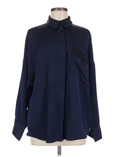 Pre-owned Zara Long Sleeve Blouse In Blue