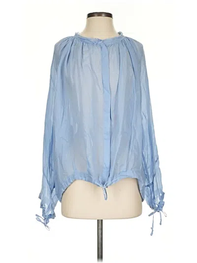Pre-owned Zara Long Sleeve Blouse In Blue