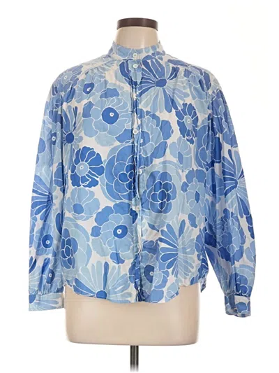 Pre-owned Zara Long Sleeve Blouse In Blue