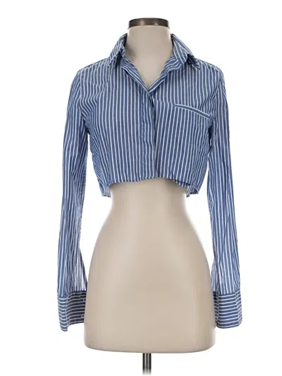 Pre-owned Zara Long Sleeve Blouse In Blue