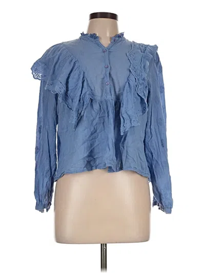 Pre-owned Zara Long Sleeve Blouse In Blue
