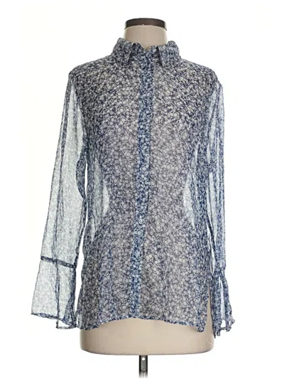 Pre-owned Zara Long Sleeve Blouse In Blue