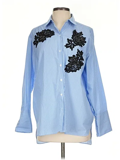 Pre-owned Zara Long Sleeve Blouse In Blue