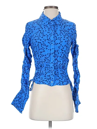 Pre-owned Zara Long Sleeve Blouse In Blue