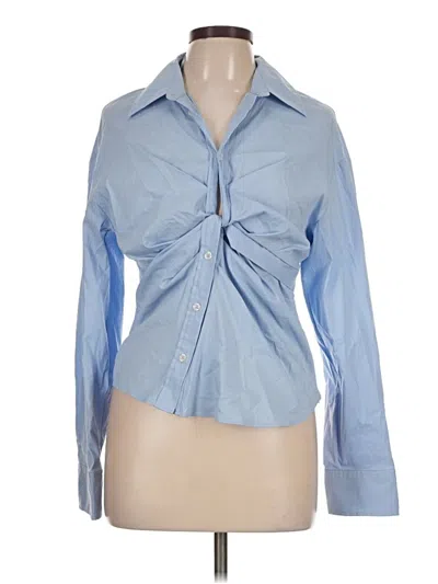 Pre-owned Zara Long Sleeve Blouse In Blue