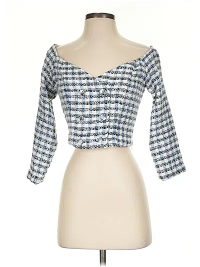 Pre-owned Zara Long Sleeve Blouse In Blue