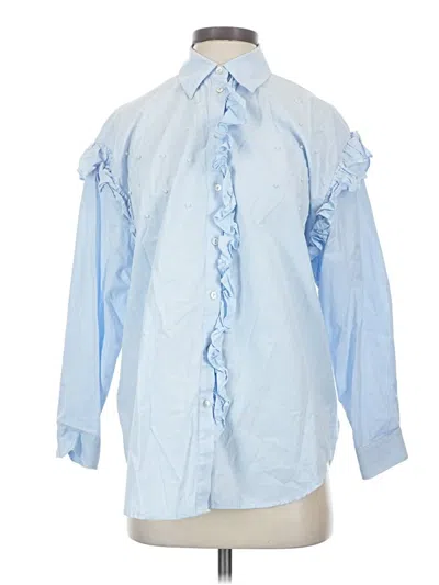 Pre-owned Zara Long Sleeve Blouse In Blue