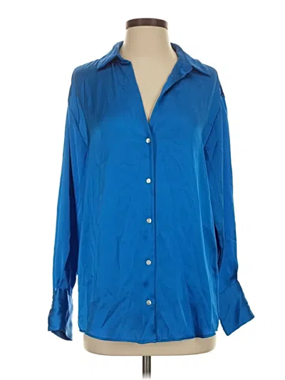 Pre-owned Zara Long Sleeve Blouse In Blue