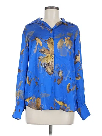 Pre-owned Zara Long Sleeve Blouse In Blue