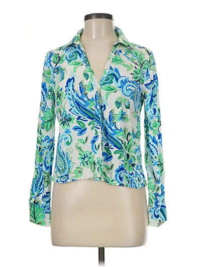 Pre-owned Zara Long Sleeve Blouse In Blue