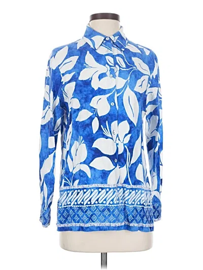 Pre-owned Zara Long Sleeve Blouse In Blue