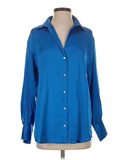 Pre-owned Zara Long Sleeve Blouse In Blue