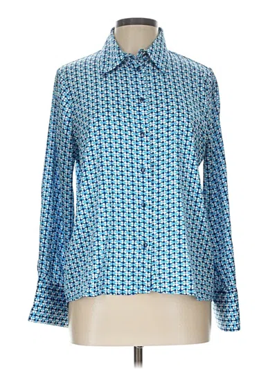 Pre-owned Zara Long Sleeve Blouse In Blue