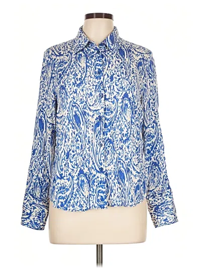 Pre-owned Zara Long Sleeve Blouse In Blue