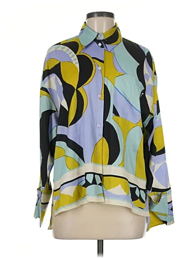 Pre-owned Zara Long Sleeve Blouse In Blue