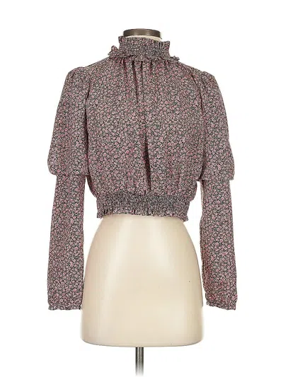 Pre-owned Zara Long Sleeve Blouse In Brown