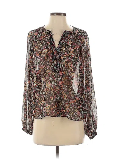 Pre-owned Zara Long Sleeve Blouse In Brown