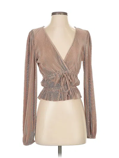 Pre-owned Zara Long Sleeve Blouse In Brown