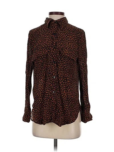 Pre-owned Zara Long Sleeve Blouse In Brown