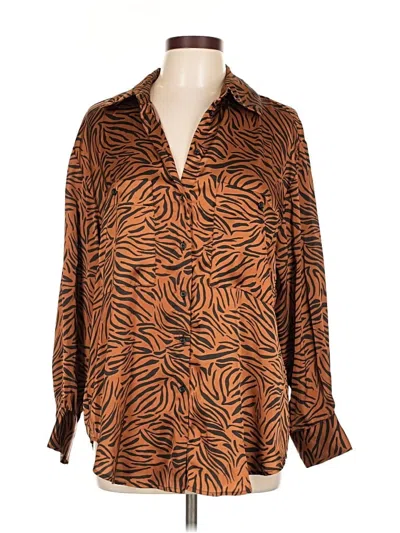 Pre-owned Zara Long Sleeve Blouse In Brown