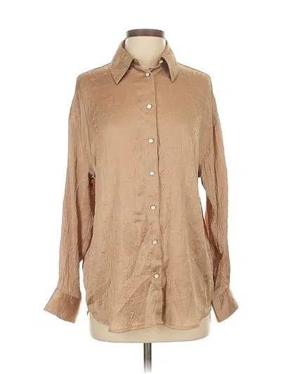 Pre-owned Zara Long Sleeve Blouse In Brown