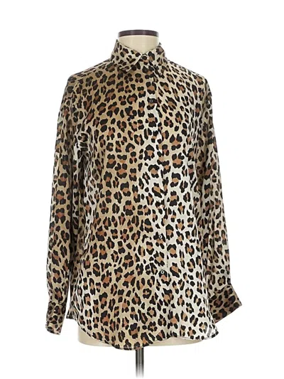 Pre-owned Zara Long Sleeve Blouse In Brown