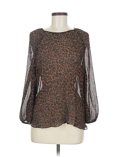 Pre-owned Zara Long Sleeve Blouse In Brown