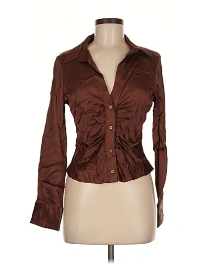 Pre-owned Zara Long Sleeve Blouse In Brown