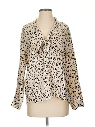 Pre-owned Zara Long Sleeve Blouse In Brown