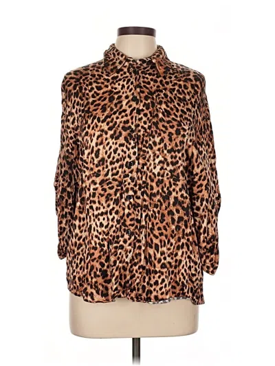 Pre-owned Zara Long Sleeve Blouse In Brown