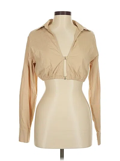 Pre-owned Zara Long Sleeve Blouse In Brown