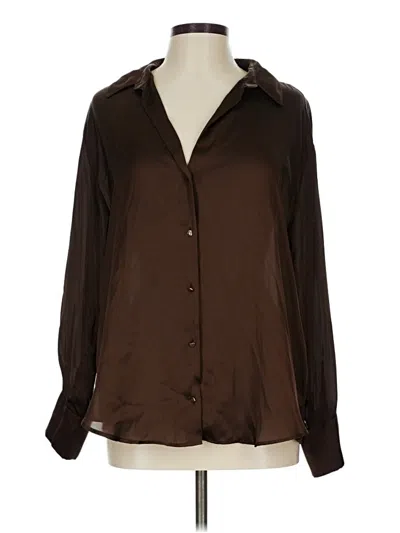 Pre-owned Zara Long Sleeve Blouse In Brown