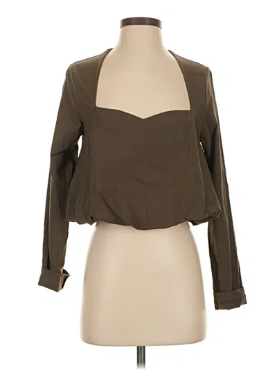 Pre-owned Zara Long Sleeve Blouse In Brown