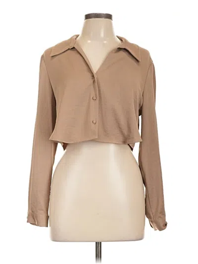 Pre-owned Zara Long Sleeve Blouse In Brown