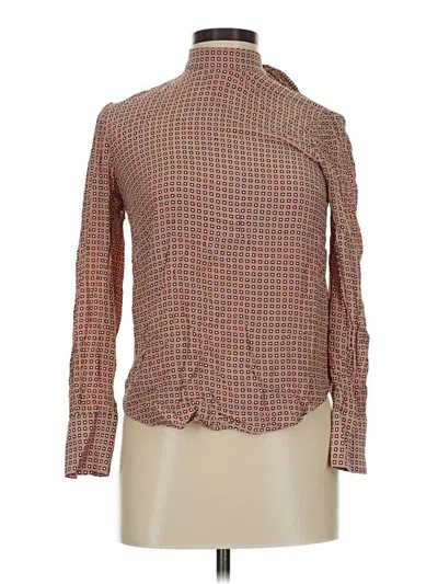 Pre-owned Zara Long Sleeve Blouse In Brown